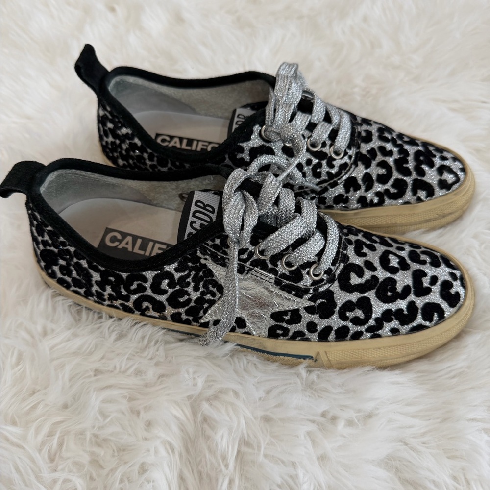 Golden GooseCalifornia Black and Silver Glitter Leopard Print Size 37 US 7